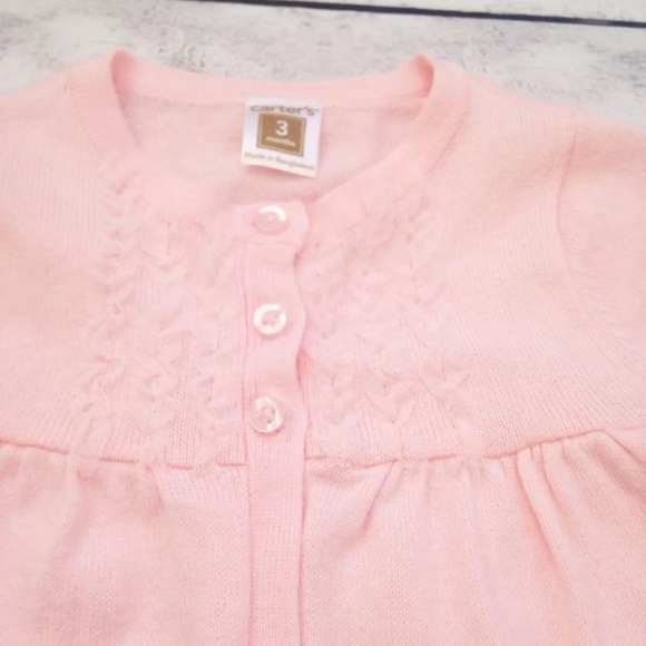 Carter’s Pink Three Button Long Sleeve Cardigan - Picture 2 of 4
